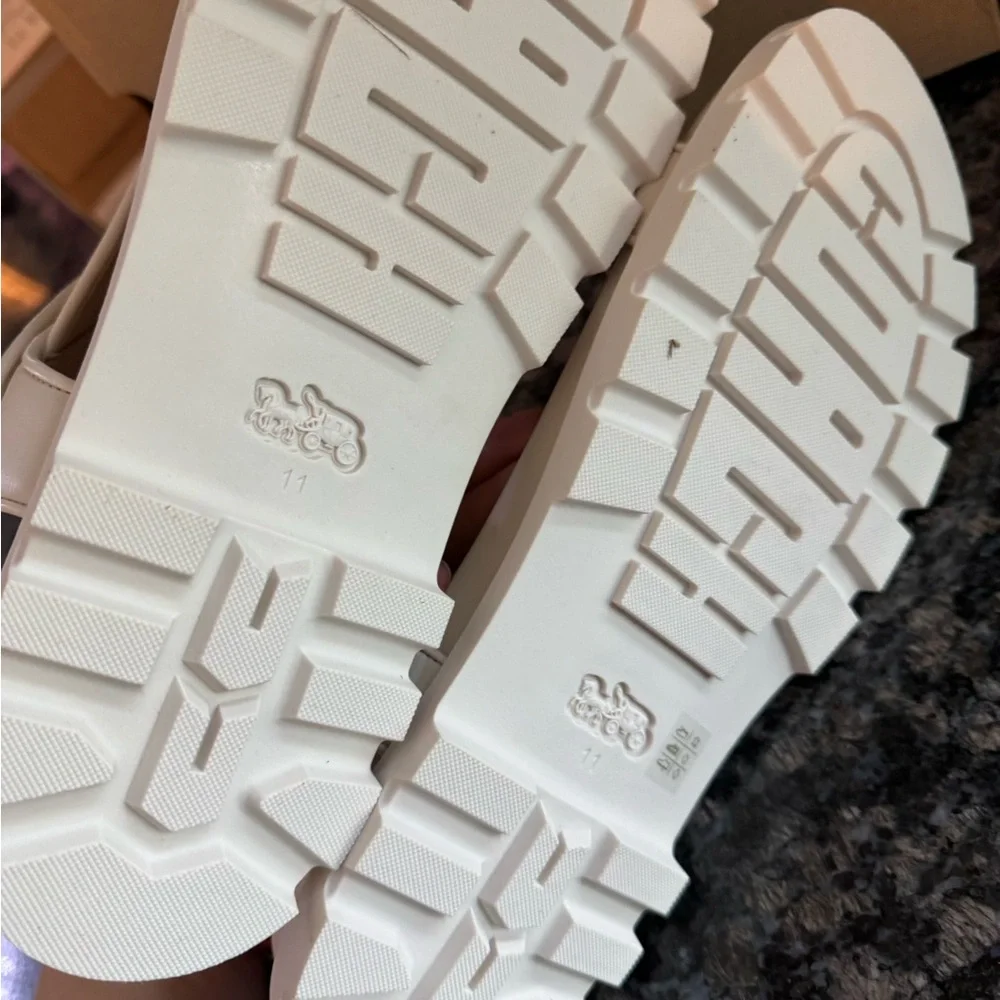 Coach Women Signature Logo Calf Leather and Raffia Sport Comfort Sandal Slide 11